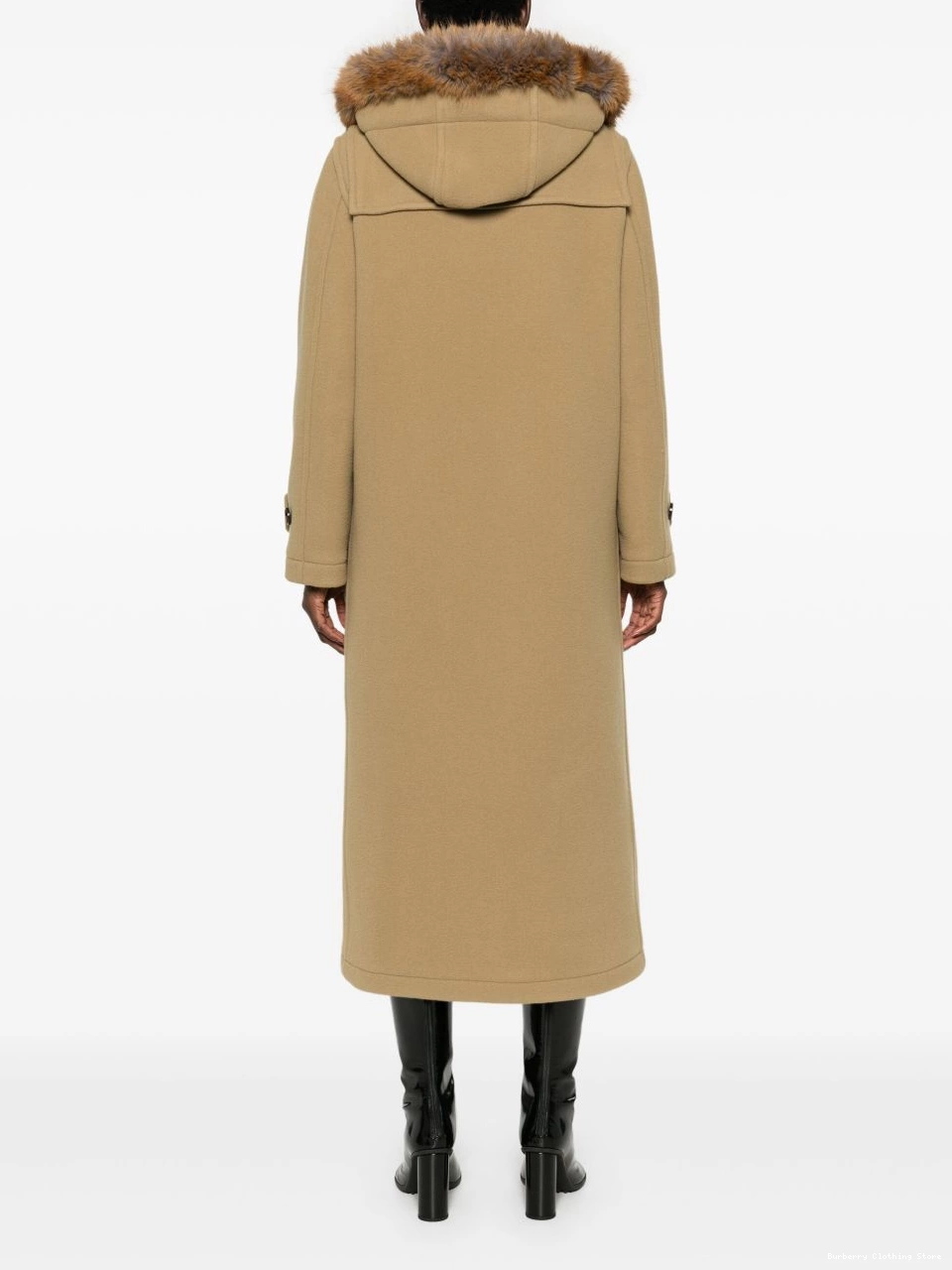 Affordable Women faux-fur trim Burberry coat wool 0419